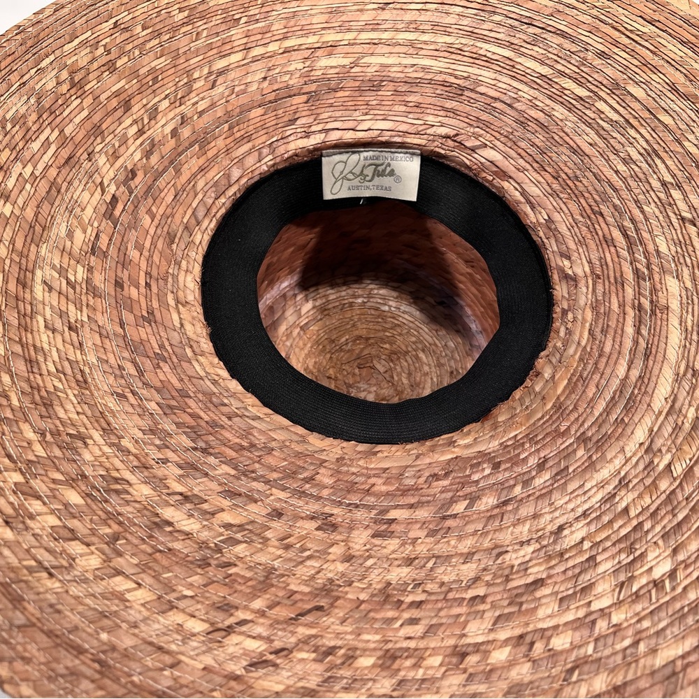 Kentucky Derby Elegant Palm Hat with Pearl Accents 5 1/2” wide brim NWT - Picture 4 of 7